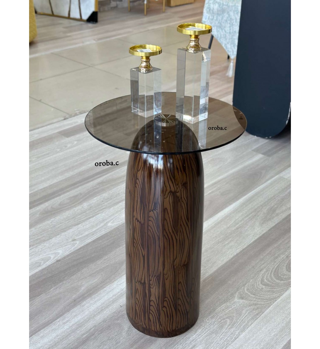 طاولة خدمة خشبي عمود  بيضاوي 35*35*55 سم 