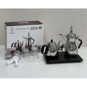 طقم دلة الخليج الكهربائي قهوة وشاي GA-C94845 فضي