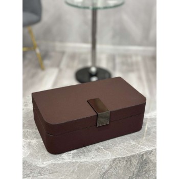 صندوق اكسسوارات خشبي ملبس بجلد مستطيل 25*15*8.سم