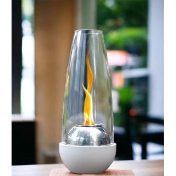 دفاية نار مشتعلة غاز الايثانول مدور ابيض الارتفاع 35سم 