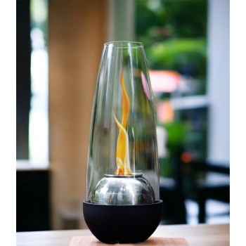 دفاية نار مشتعلة غاز الايثانول مدور اسود الارتفاع 35سم 