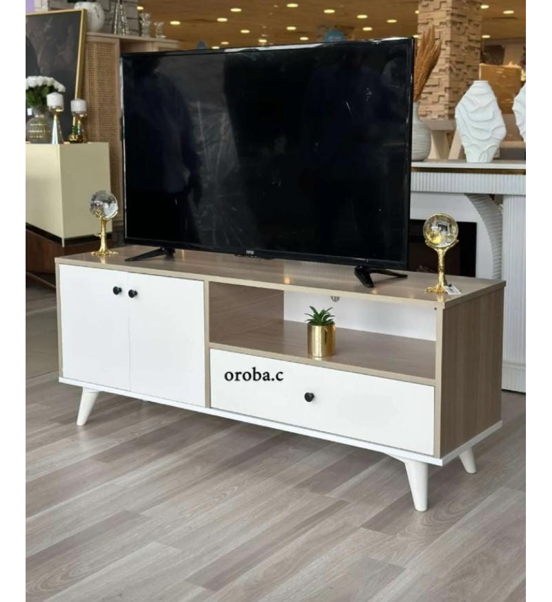 طاولة بلازما خشب 2درج شكل جذاب 145×40×59سم