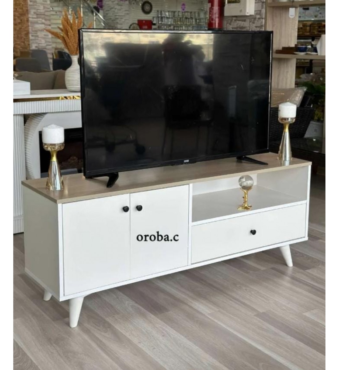 طاولة بلازما خشب 2درج شكل جذاب 145×40×59سم