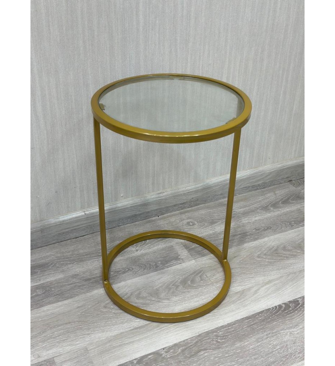 طاولة خدمة حديد سطح زجاج ذهبي 35*35*50 سم 