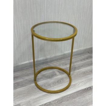 طاولة خدمة حديد سطح زجاج ذهبي 35*35*50 سم 