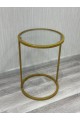 طاولة خدمة حديد سطح زجاج ذهبي 35*35*50 سم 