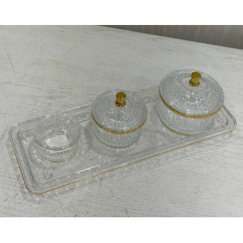 طقم تمرية مع صينية - اكريليك مكون من 4 قطع
