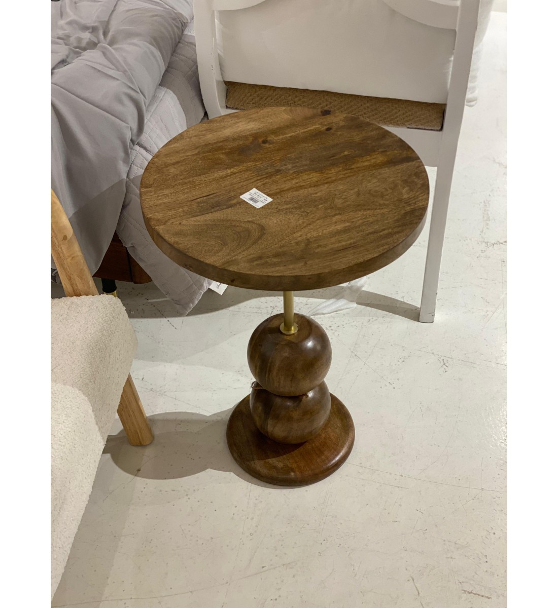 طاولة هندي خشب بعامود حديد ذهبي - مقاس 40×40×55سم