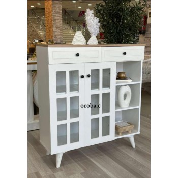 ركن كافي بلس خشبي لون ابيض سطح خشبي  مقاس 100*33*108سم