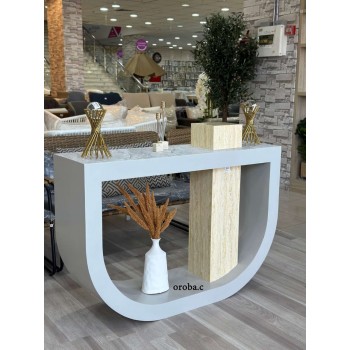  طاولة مدخل خشب  لون رمادي مع بيج  شكل جديد وانيق (120*35*80)سم