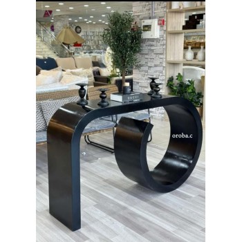  طاولة مدخل خشبي سطح ناعم لون اسود  شكل جديد وانيق (130*35*90)سم