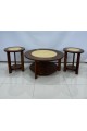 طقم طاولة قهوة خشب صلب مستدير 1+2قطع من فلوتد هندي