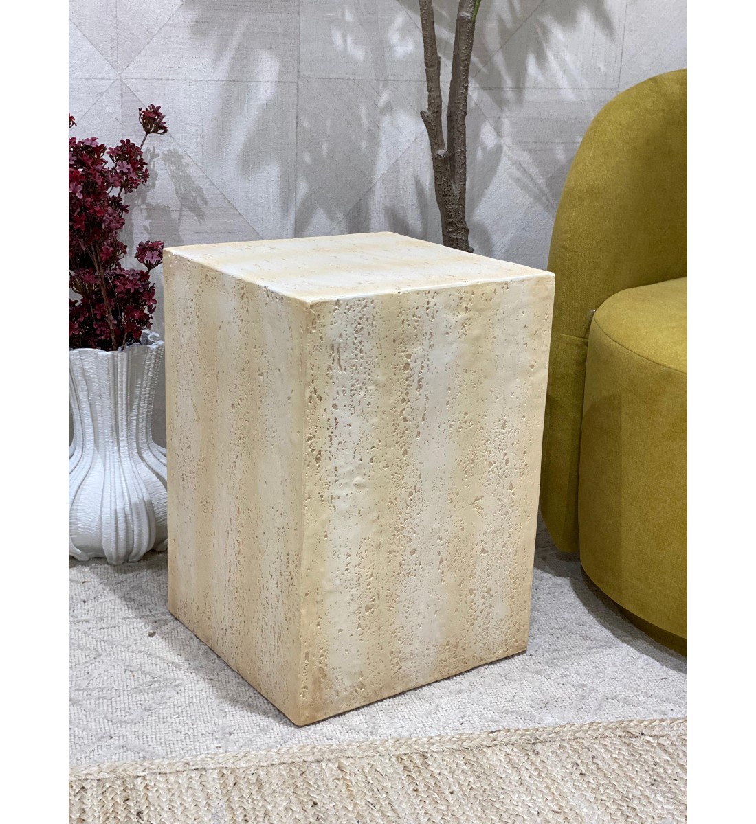 A square table, an alternative to marble, with a unique geometric design, 50 x 35 x 35 cm