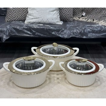  طقم حافظات طعام بلاستيك غطاء زجاج 3 مقاسات 