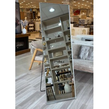 مرايا ببرواز  فضي باستاند حديد بتصميم عصري مقاس 180*60سم