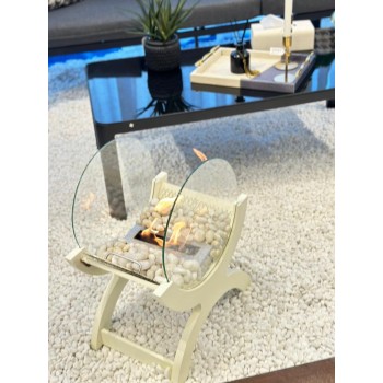 دفاية حديد مع زجاج نار مشتعلة غاز  الايثانول 