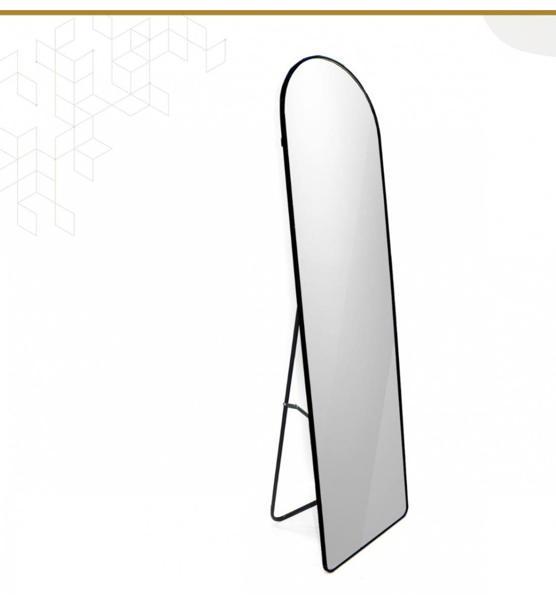 مرايا ببرواز  اسود باستاند حديد بتصميم عصري مقاس 162*60سم