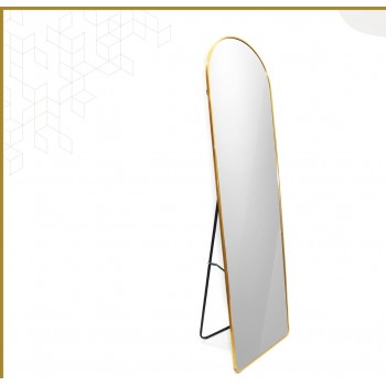 مرايا ببرواز  ذهبي باستاند حديد بتصميم عصري مقاس 162*60سم
