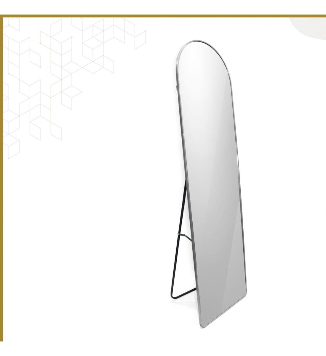 مرايا ببرواز  فضي باستاند حديد بتصميم عصري مقاس 162*60سم