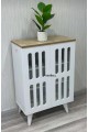 Natural wooden wardrobe, white color, beige surface,2door, 60*33*90 cm