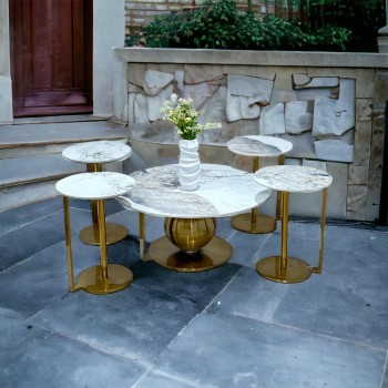 طقم طاولات 5 قطع رخام