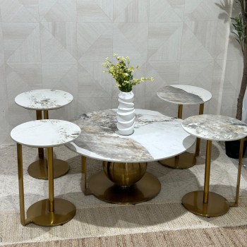 طقم طاولات 5 قطع رخام