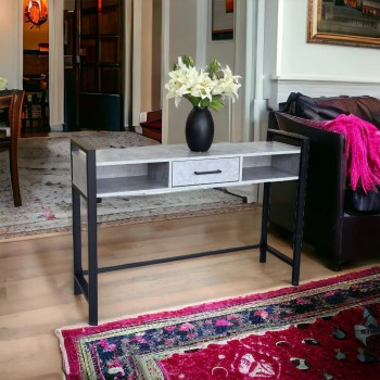 مدخل خشب قاعده حديد مع رمادي بشكل جميل وانيق 83×31×120سم 