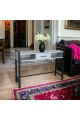 Beautiful and elegant wooden entrance with iron base and gray base, 83 x 31 x 120 cm