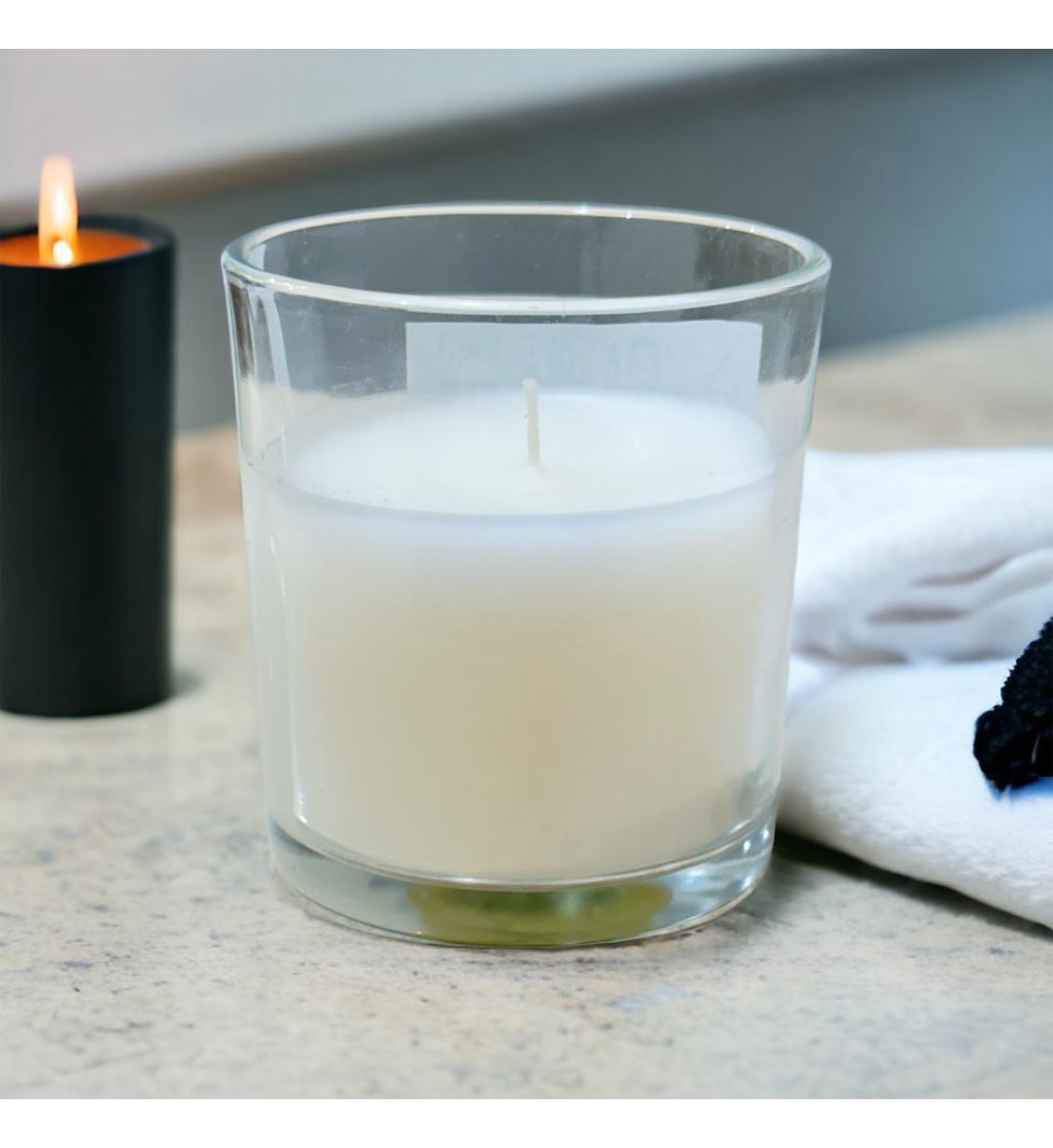 شمع بكاسه معطر منزلي فانيلا ابيض  8×7.5×7.5سم