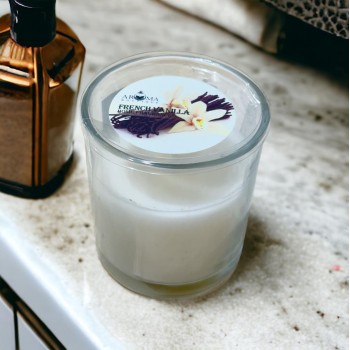 شمع بكاسه معطر منزلي فانيلا ابيض  8×7.5×7.5سم