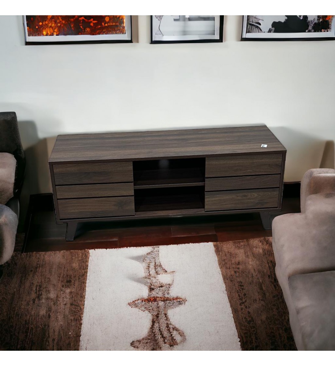  طاولة شاشة بلازما خشب ديكور تصميم انيق وعصري بني محروق 120×40×47سم