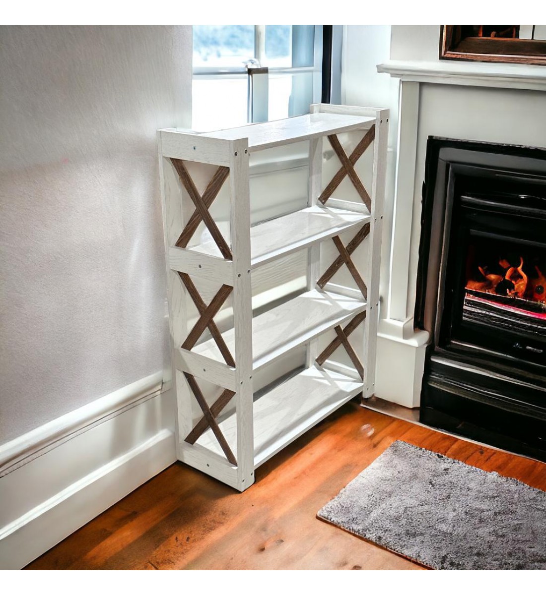 جزامه احذيه خشبيه مكونة من 4 رفوف توفر لك مساحة لتنظيم الأحذية ومتعددة الاستخدام والتخزين مناسبة لمدخل المنزل وغرفة المعيشة - ابيض جزامه احذيه خشبيه مكونة من 4 رفوف توفر لك مساحة لتنظيم الأحذية ومتعددة الاستخدام والتخزين مناسبة لمدخل المنزل وغرفة المعيشة - ابيض