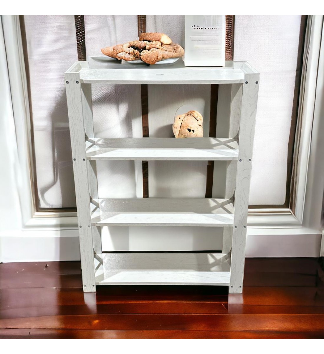 جزامه احذيه خشبيه مكونة من 4 رفوف توفر لك مساحة لتنظيم الأحذية ومتعددة الاستخدام والتخزين مناسبة لمدخل المنزل وغرفة المعيشة - ابيض جزامه احذيه خشبيه مكونة من 4 رفوف توفر لك مساحة لتنظيم الأحذية ومتعددة الاستخدام والتخزين مناسبة لمدخل المنزل وغرفة المعيشة - ابيض