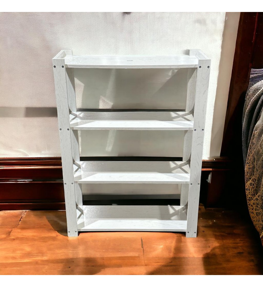 جزامه احذيه خشبيه مكونة من 4 رفوف توفر لك مساحة لتنظيم الأحذية ومتعددة الاستخدام والتخزين مناسبة لمدخل المنزل وغرفة المعيشة - ابيض جزامه احذيه خشبيه مكونة من 4 رفوف توفر لك مساحة لتنظيم الأحذية ومتعددة الاستخدام والتخزين مناسبة لمدخل المنزل وغرفة المعيشة - ابيض