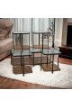 A set of glass tables with a wooden base, 5 pieces