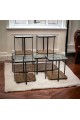 A set of glass tables with a wooden base, 5 pieces