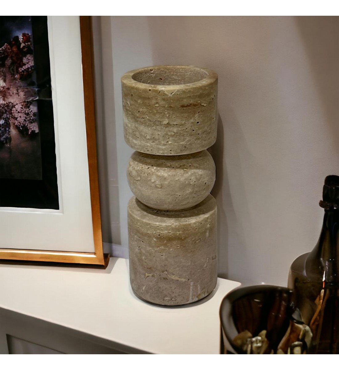 شمعدان رخام ترافنتينوا .20×8×8سم