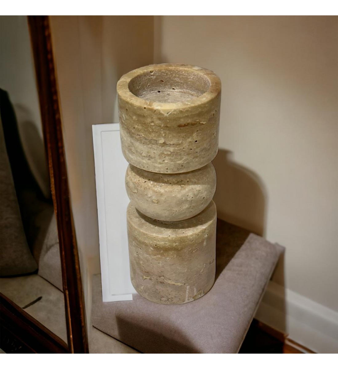 شمعدان رخام ترافنتينوا .20×8×8سم