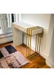 White and gold marble alternative entrance table, new and elegant shape (88 x 30 x 75 cm).