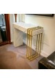 White and gold marble alternative entrance table, new and elegant shape (88 x 30 x 75 cm).