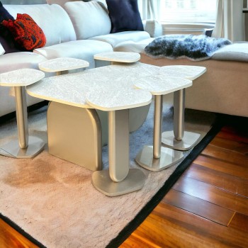 طقم طاولة خدمة بديل الرخام نيو ديزاين 7 قطعة 