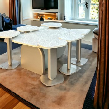 طقم طاولة خدمة بديل الرخام نيو ديزاين 7 قطعة 