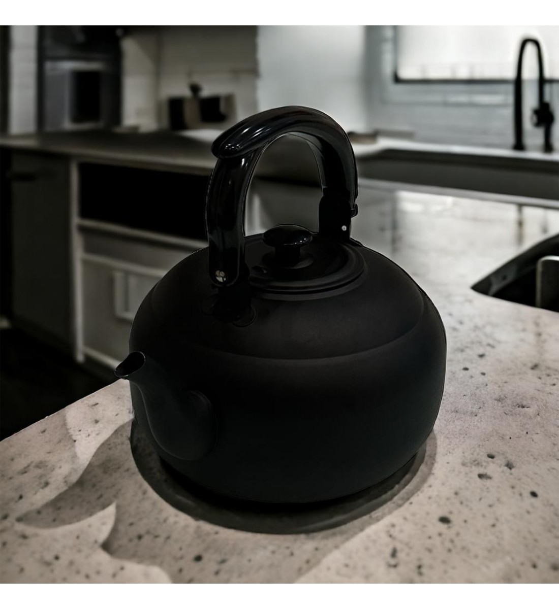 1.5 liter wide black teapot