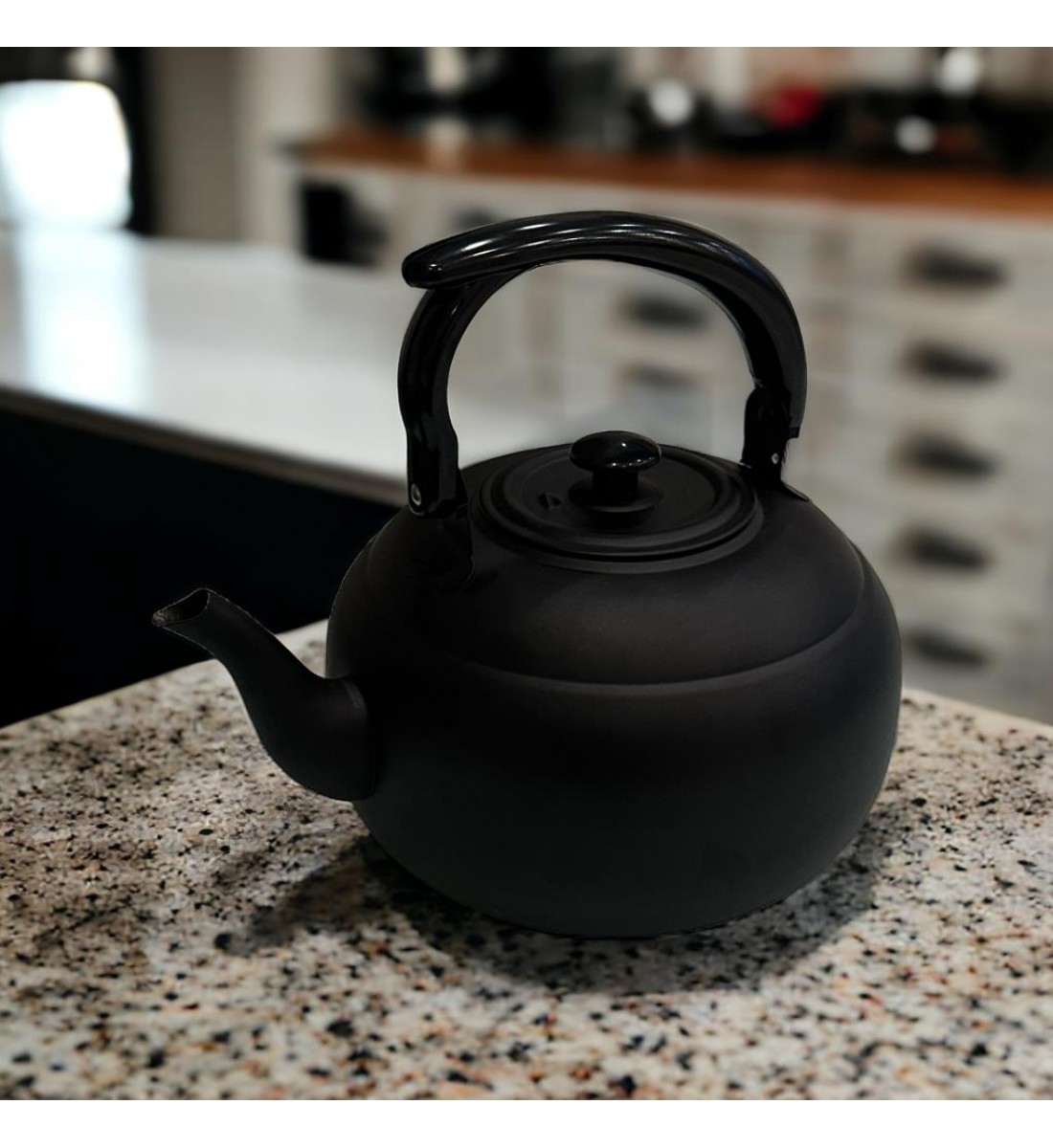1.5 liter wide black teapot
