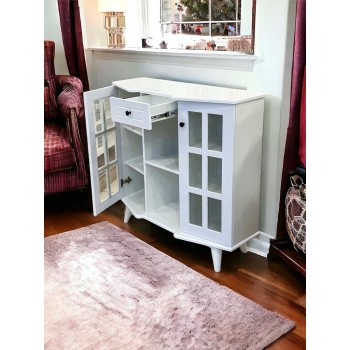 ركن كافي منزلي بلس خشبي لون ابيض  مقاس 100*37*98سم