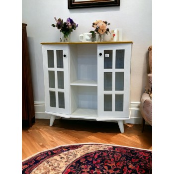 ركن كافي بلس خشبي لون ابيض سطح خشبي   مقاس 100*37*98سم