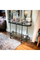 Serving cart with 2 floors, honey glass, 82 x 120 x 37 cm
