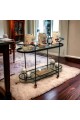 Serving cart with 2 floors, honey glass, 82 x 120 x 37 cm