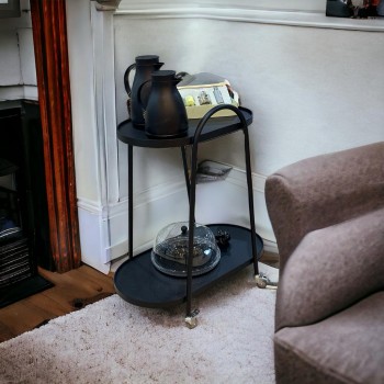 عربية تقديم 2 دورين حديد اسود  90 × 40× 60سم 