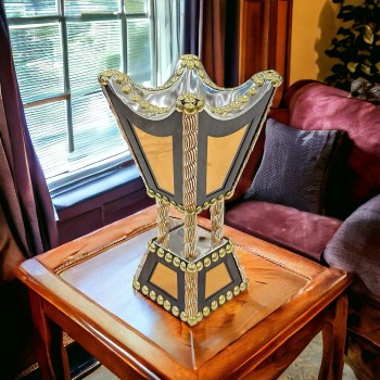 مبخره  استيل منقوشة بالخشب مرايا صغير 22×10×10سم 